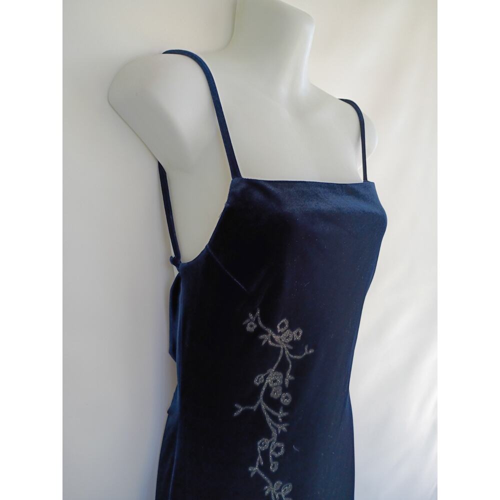 Rampage Vintage Y2K 90s Blue Formal Velvet Maxi Dress Prom Whimsygoth Size Small - Picture 5 of 12